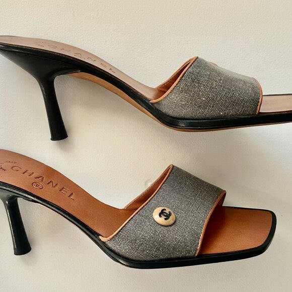 Chanel Denim Kitten Heels, Size 38.5- *RARE,* MINT Condition!! - Picture 5 of 13